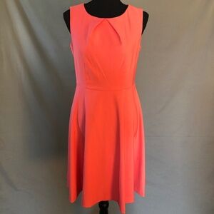 Coral Fit and Flare Dress